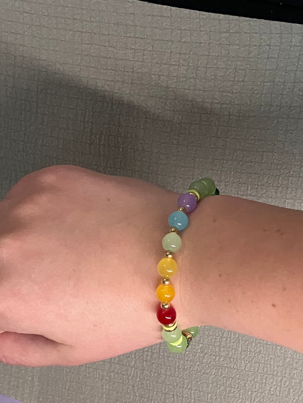 Rainbow and green bracelet!!￼￼￼