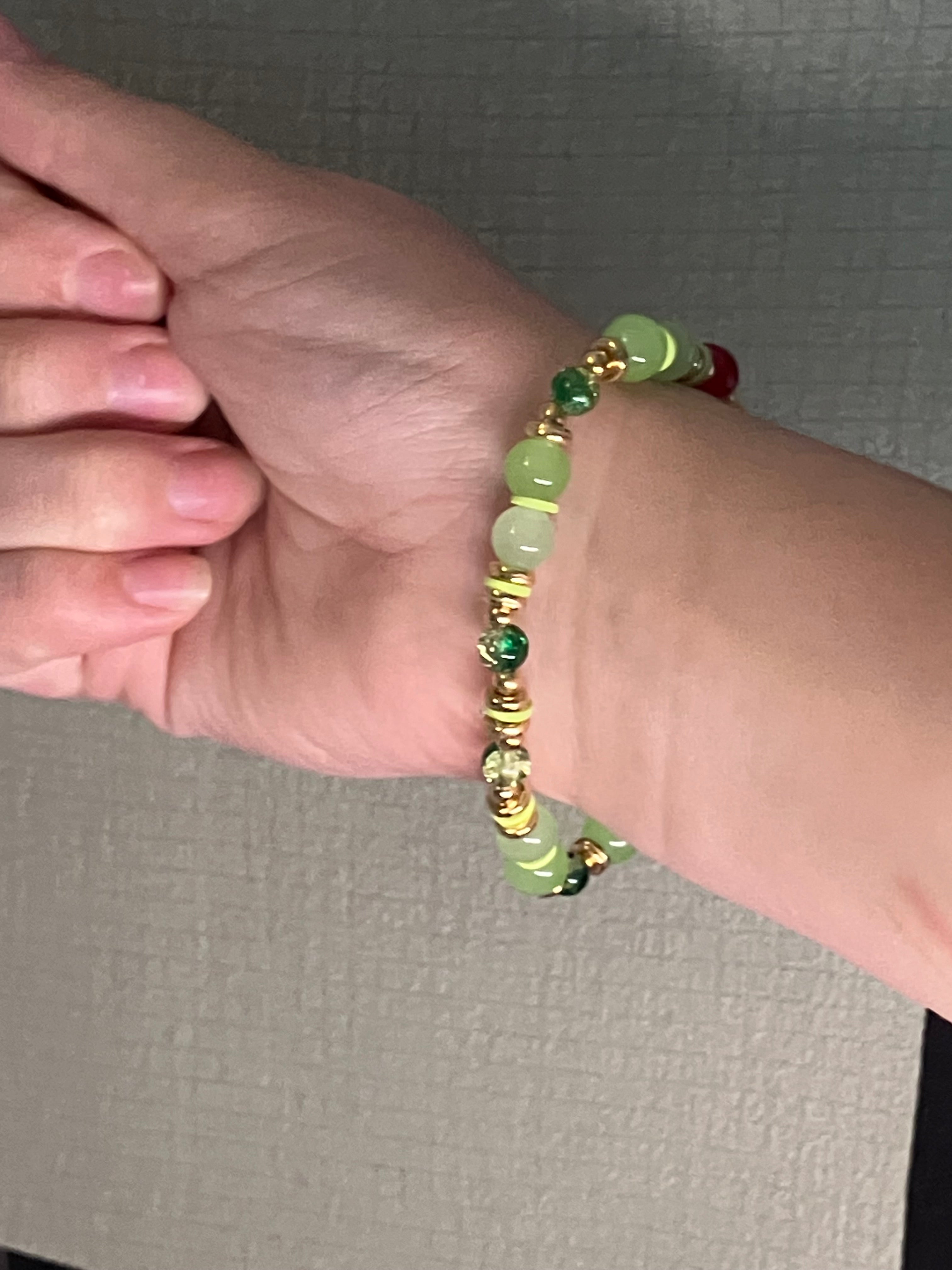 Rainbow and green bracelet!!￼￼￼