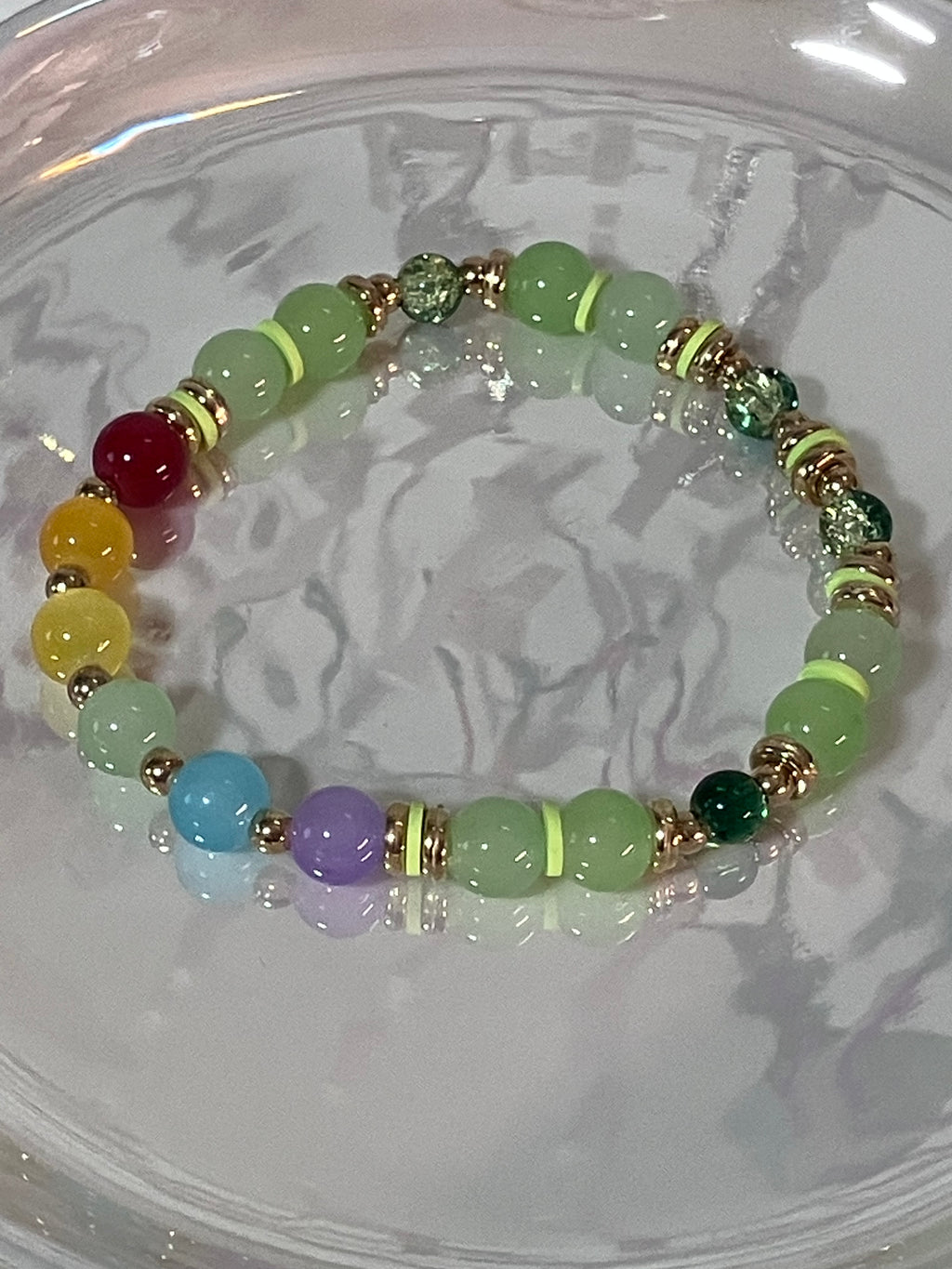 Rainbow and green bracelet!!￼￼￼