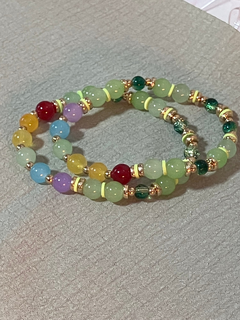 Rainbow and green bracelet!!￼￼￼